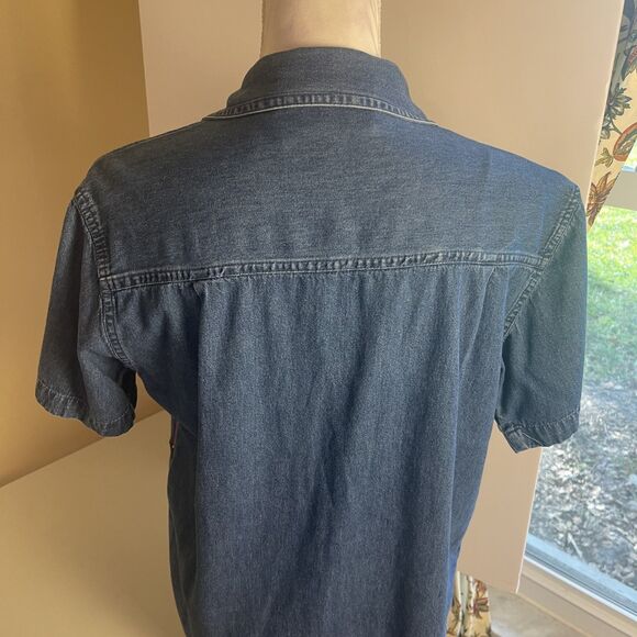 VTG Teacher School Novelty Embellished Womens Top Sz M Denim Y2K Button Up Cute - Picture 11 of 15